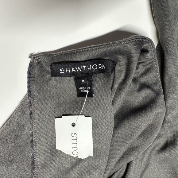 NWT 41 Hawthorn Faux Suede Gray Sheath Paneled Dress Size Medium Office Chic - Picture 11 of 15
